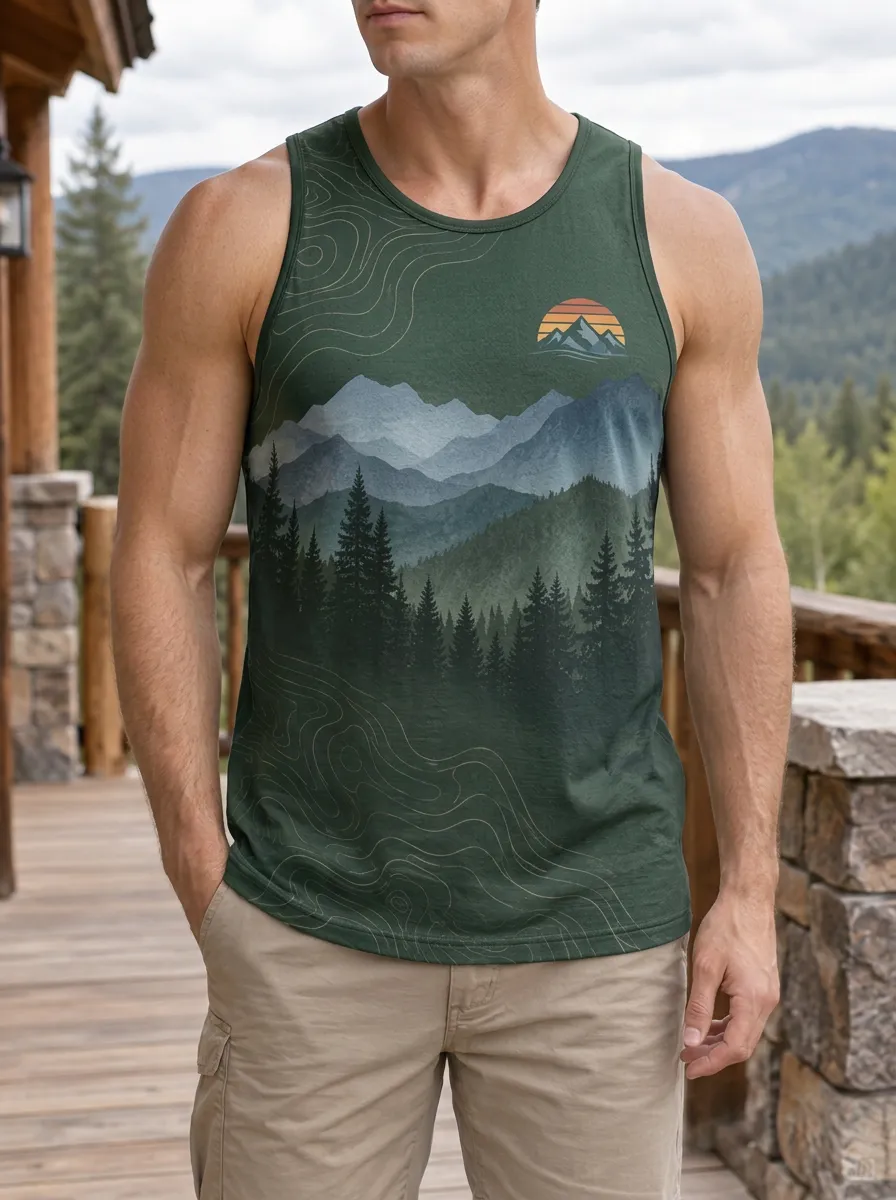 Men's Outdoor Hiking Mountain Forest Tank Top
