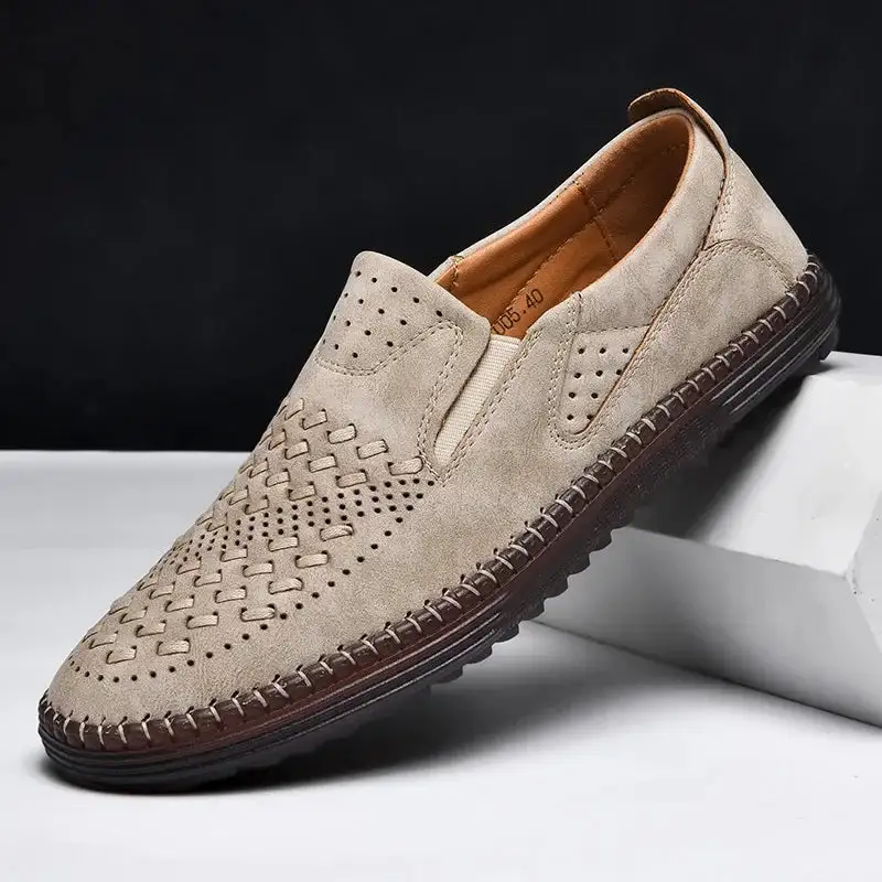 Breathable Leather Slip-On Shoes