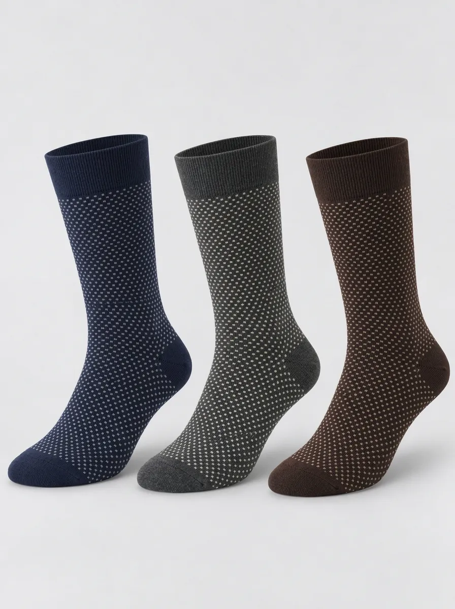 Men's Micro-Dot Contrast Toe Crew Socks 3-Pack