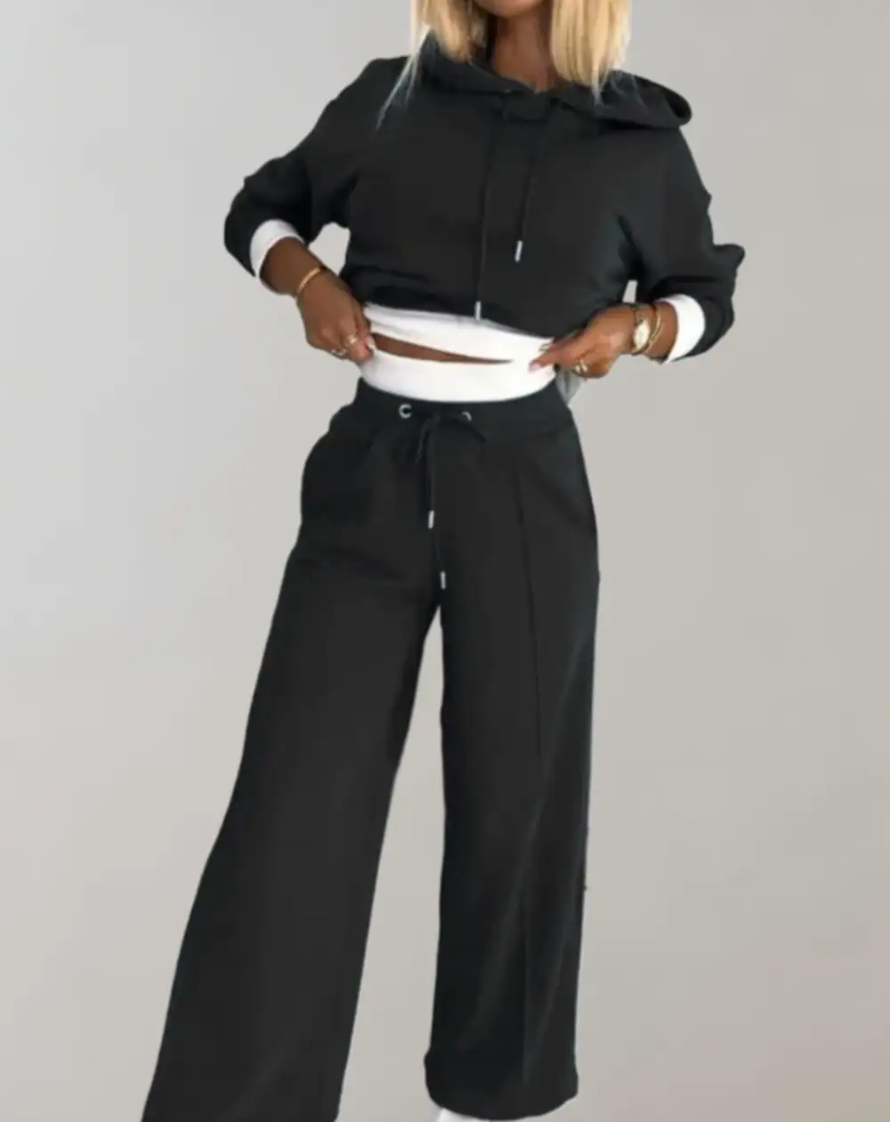 Wide Leg Hooded Two Piece Set