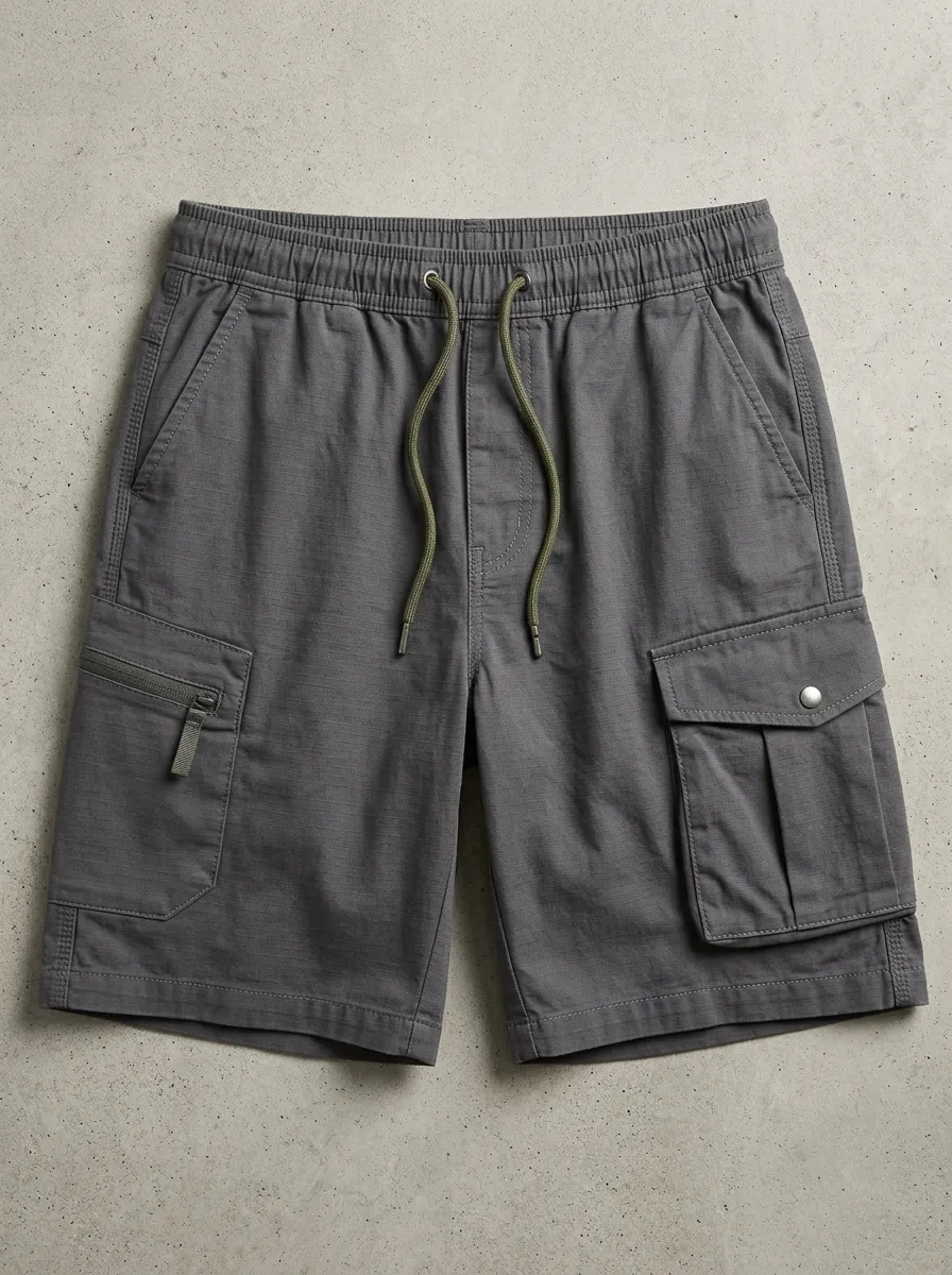 Practical-Look Multi-Pocket Drawstring Cargo Shorts