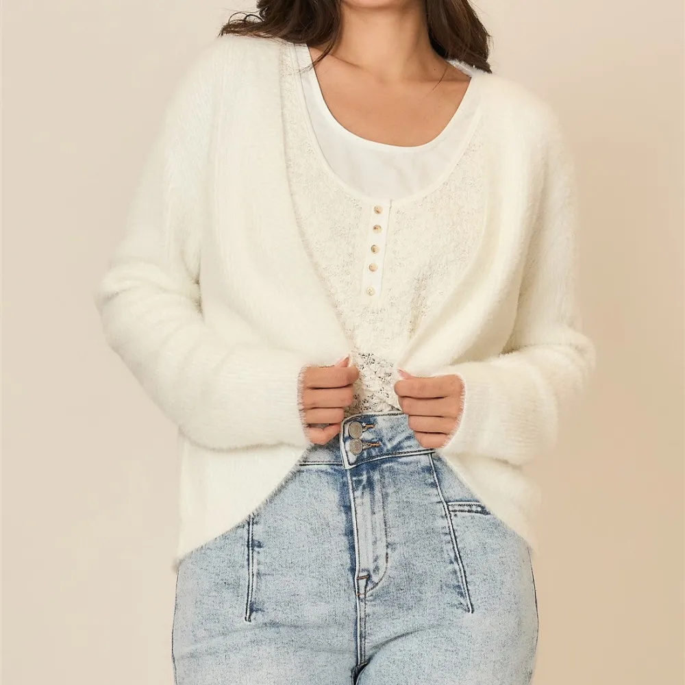 Classic Open Front Ribbed Cardigan