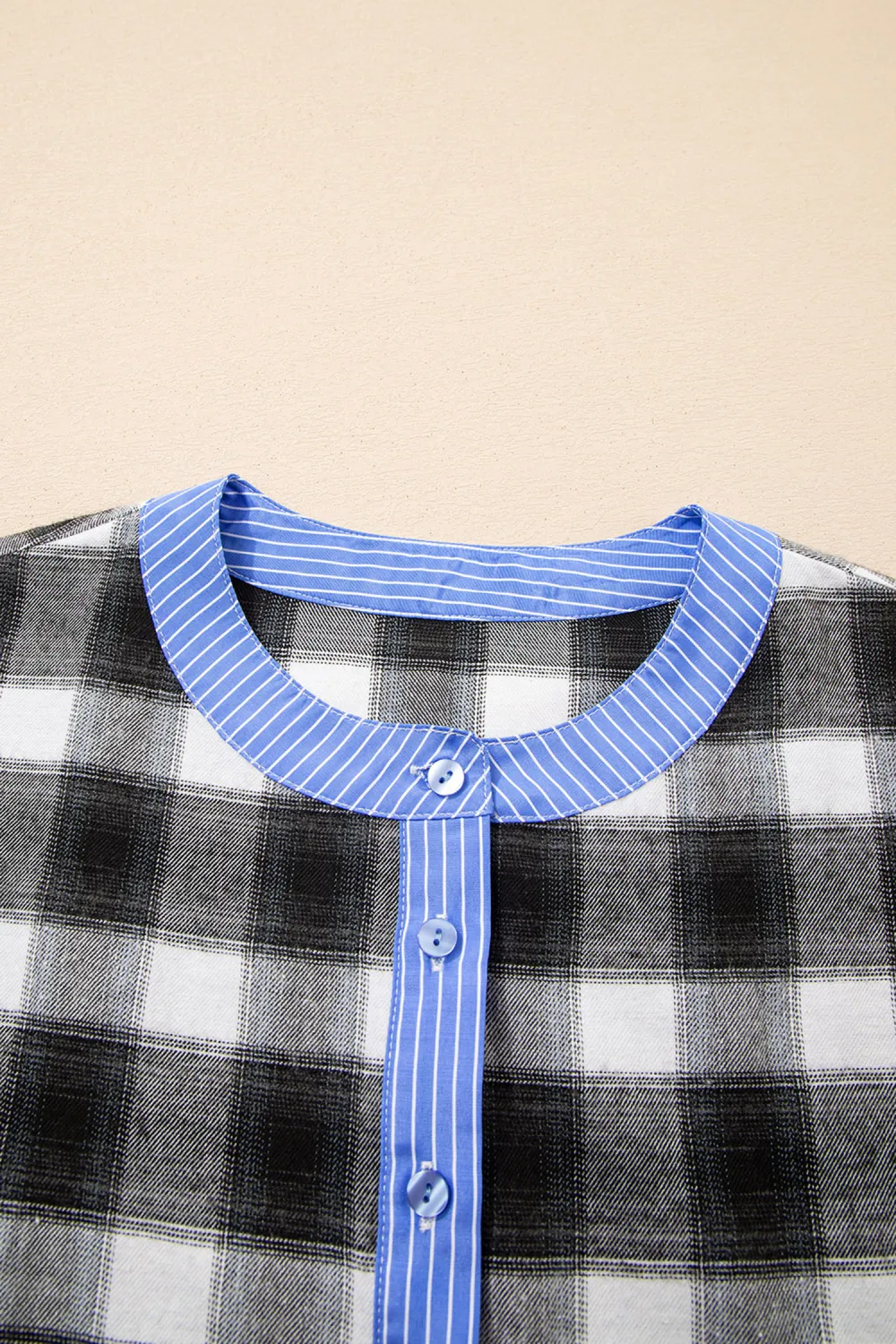 Black Contrast Striped Edge Half Sleeve Blouse