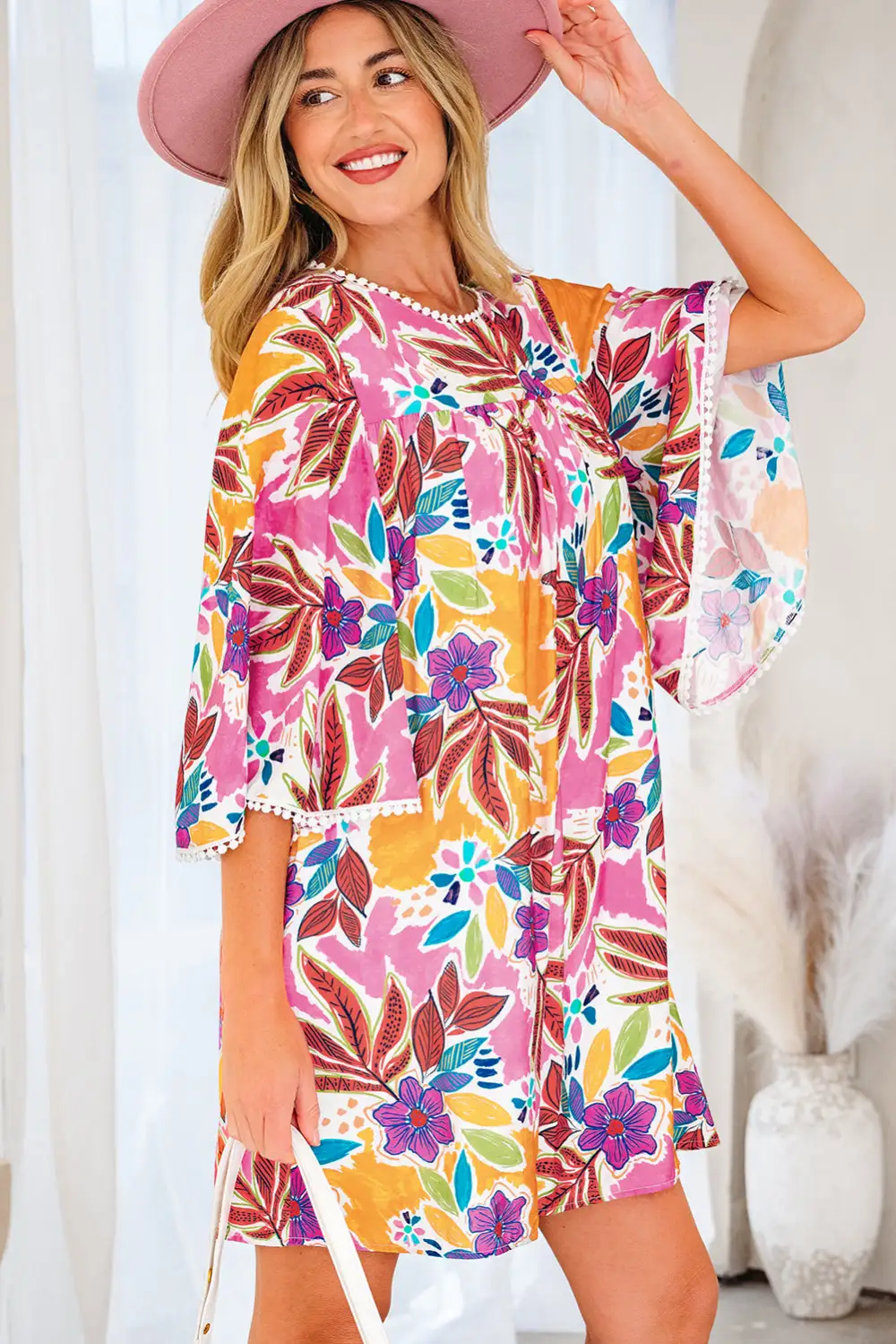 Easy Fit Floral Printed Lace Mini Dress