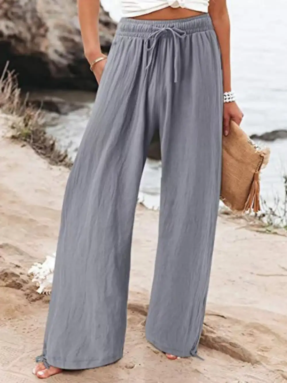Full Size Wide Leg Pants with Drawstring Waist Plus