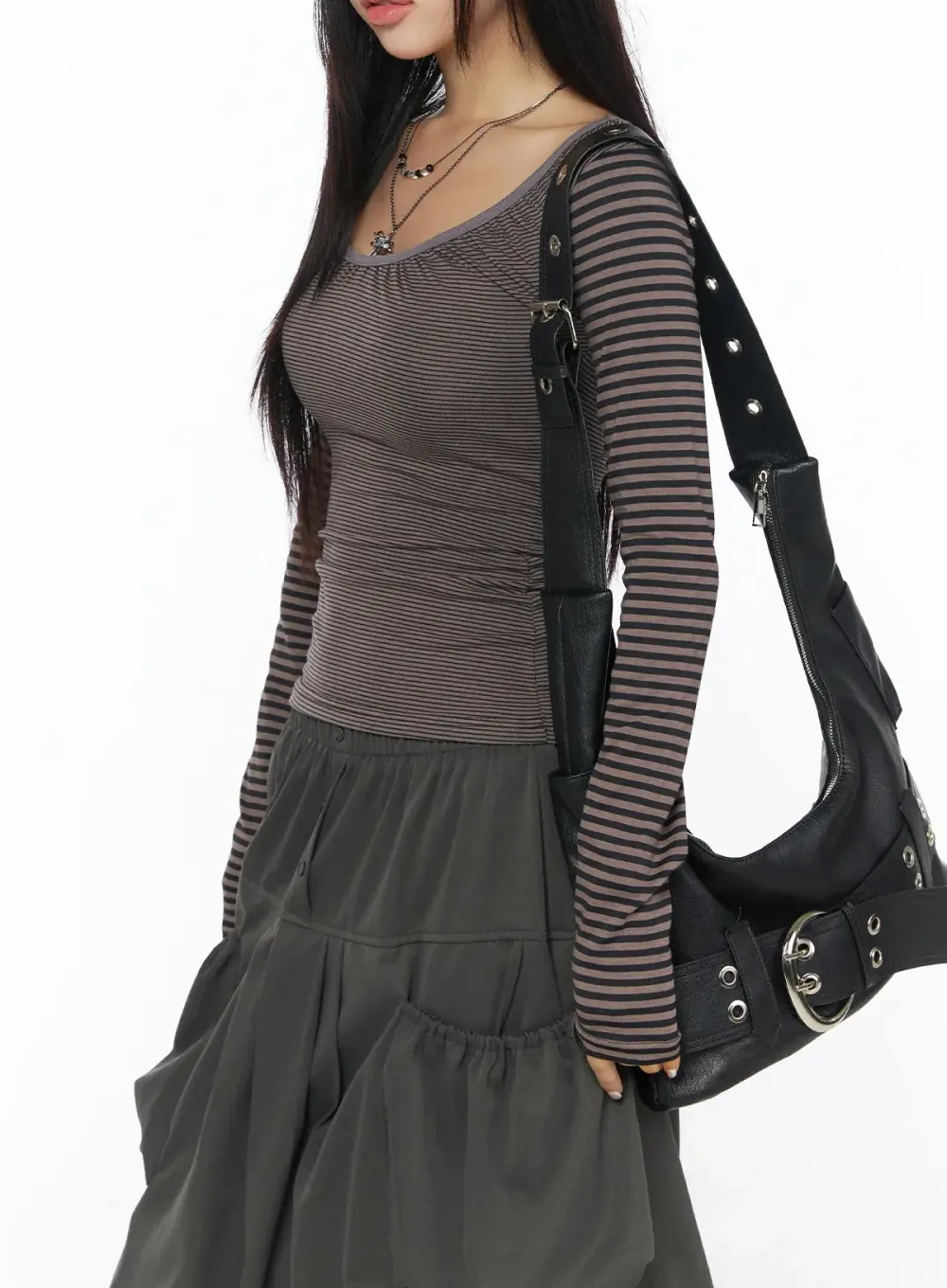 Striped Scoop Neck Long Sleeve Top
