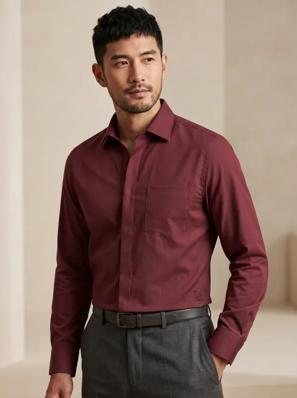 Men's Harbor Non-Iron Cotton Geometric Printed Accent Dress Shirt