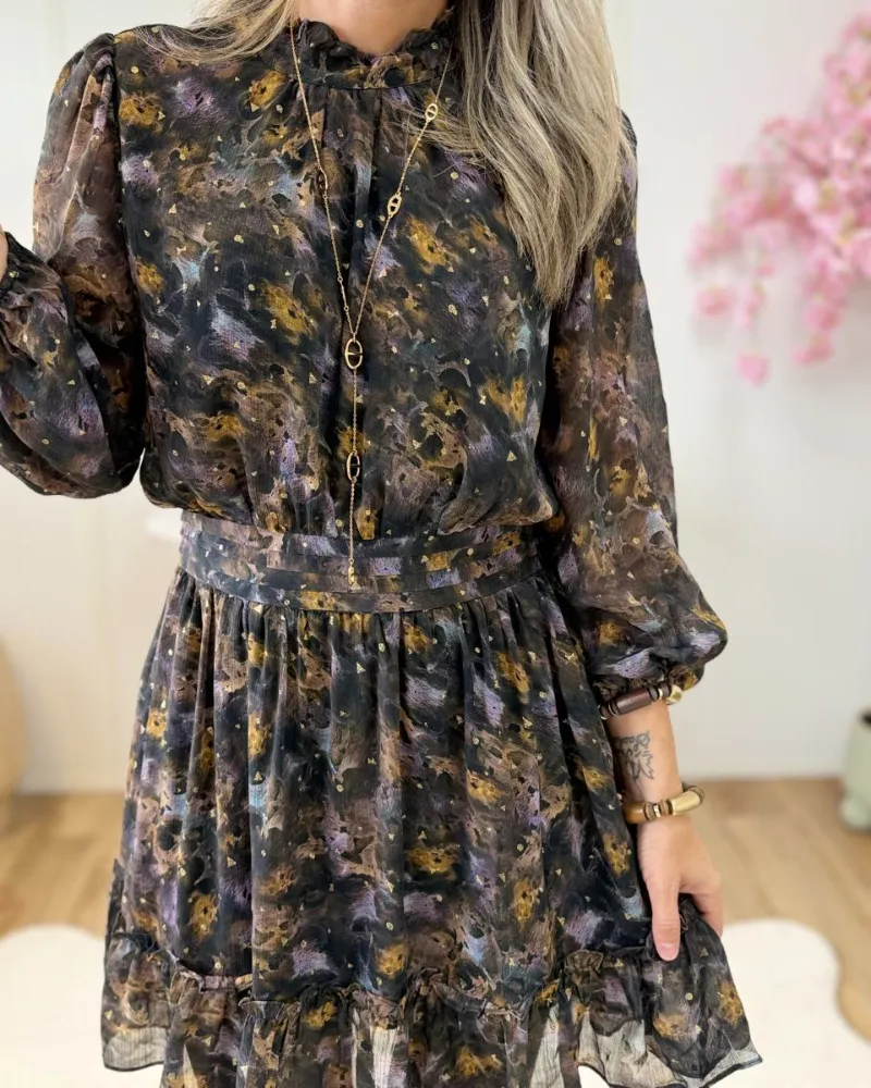 Easy Fit Ruffled Mini Soft Drape Dress