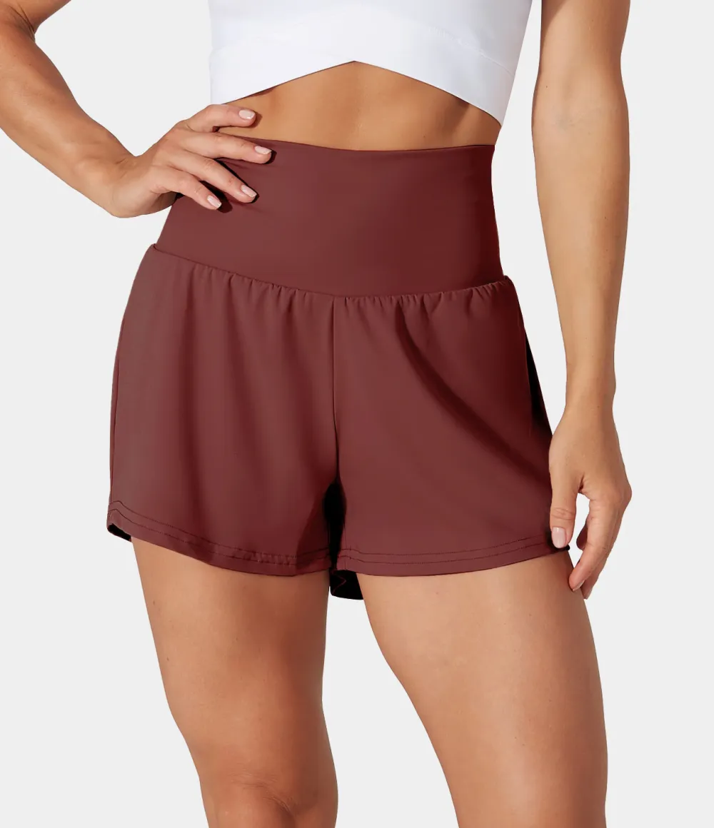 2026🔥  Super High Waisted Back Pocket & Side Hidden Pocket 2-in-1 Yoga Shorts 2.5
