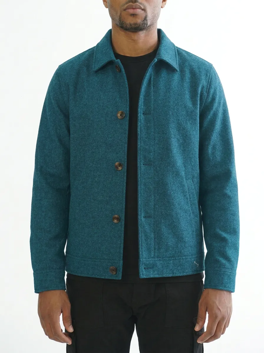 Men's Casual Minimalist Charcoal Grey Button-Up Jacket
