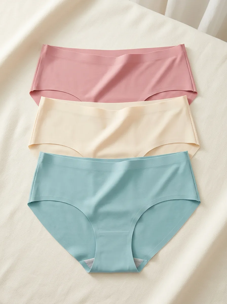 Women's Smooth Style Seamless Solid Color Three-Pack Panties