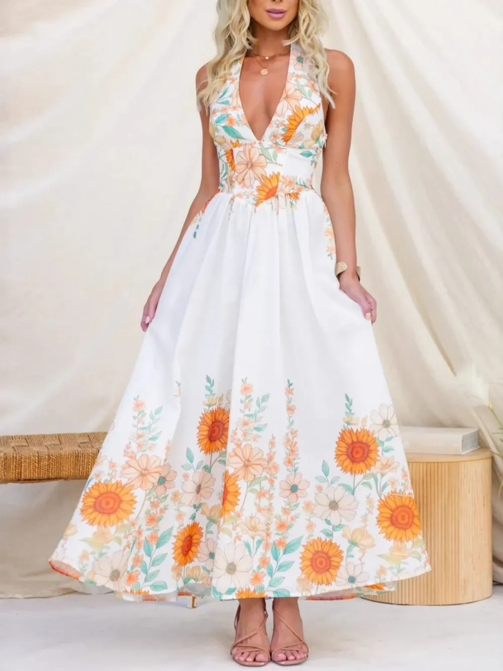 Everyday Halter Floral Maxi Dress