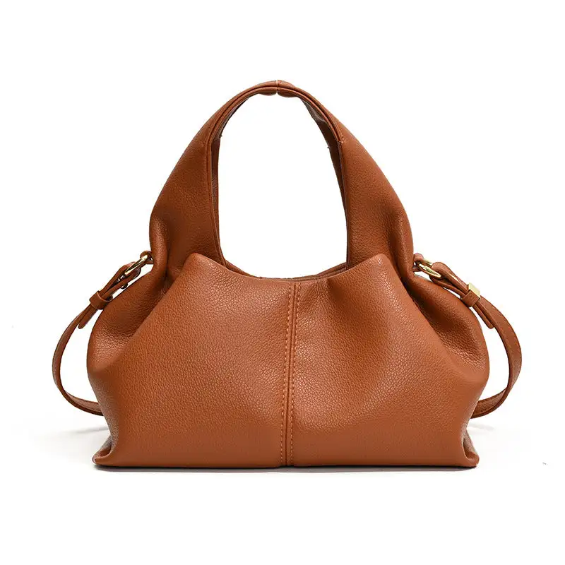 Faux Leather Pleated Dumpling Bag