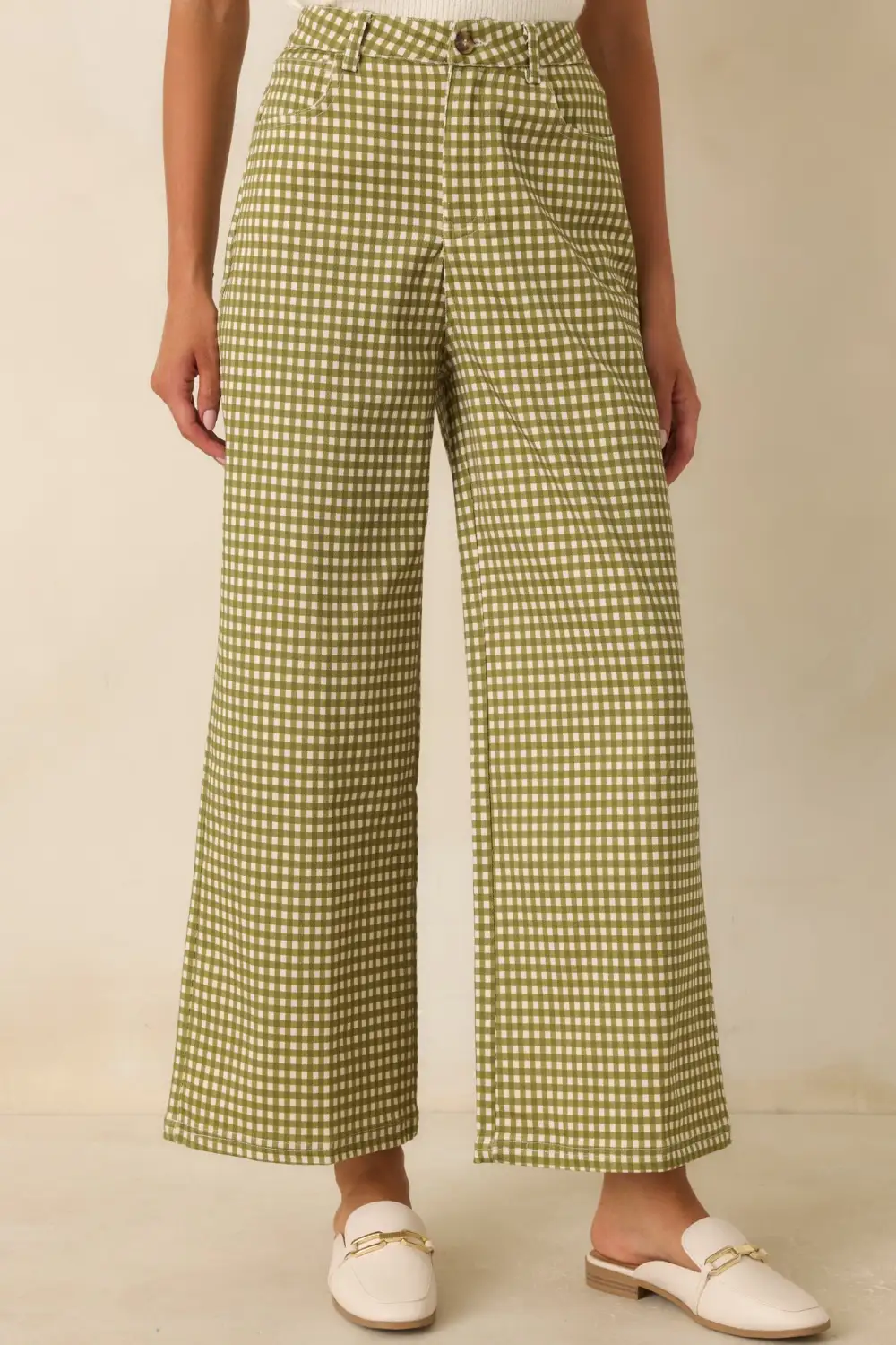 Gingham Wide Leg Pants