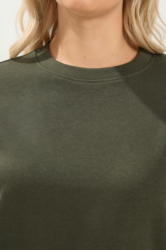Khaki Green Crew Neck Sweatshirt detail 3
