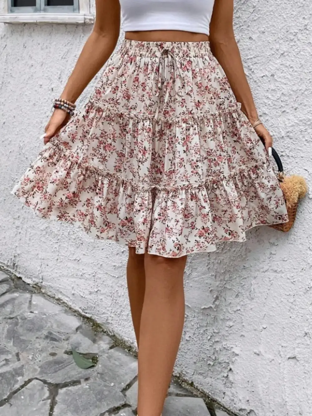 Everyday Floral Print Midi Skirt