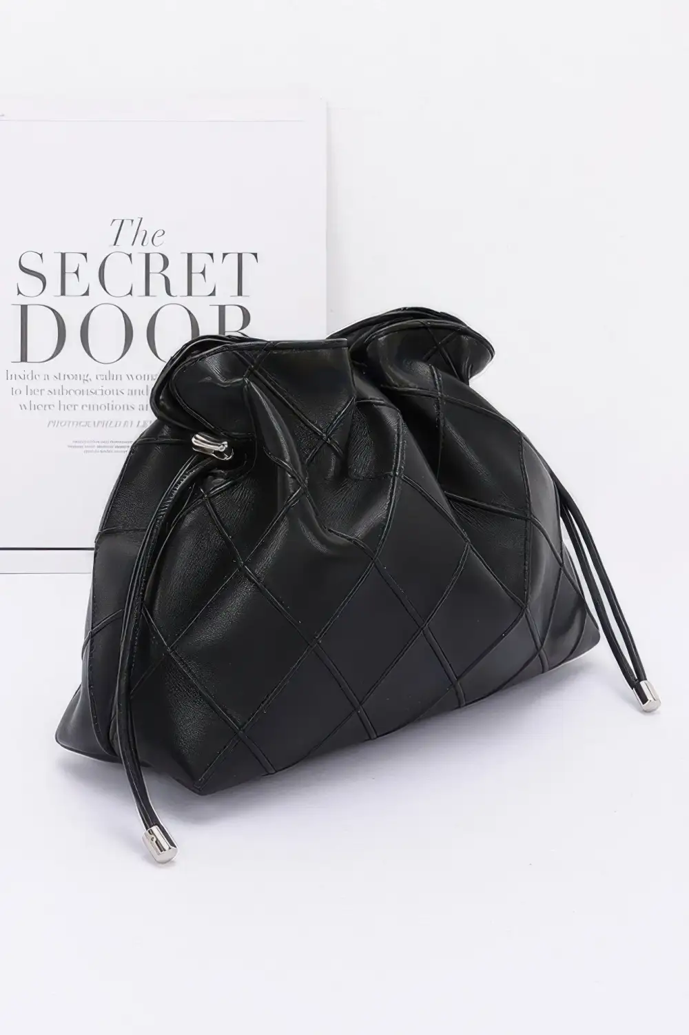 Quilted Faux Leather Bucket Crossbody Bag