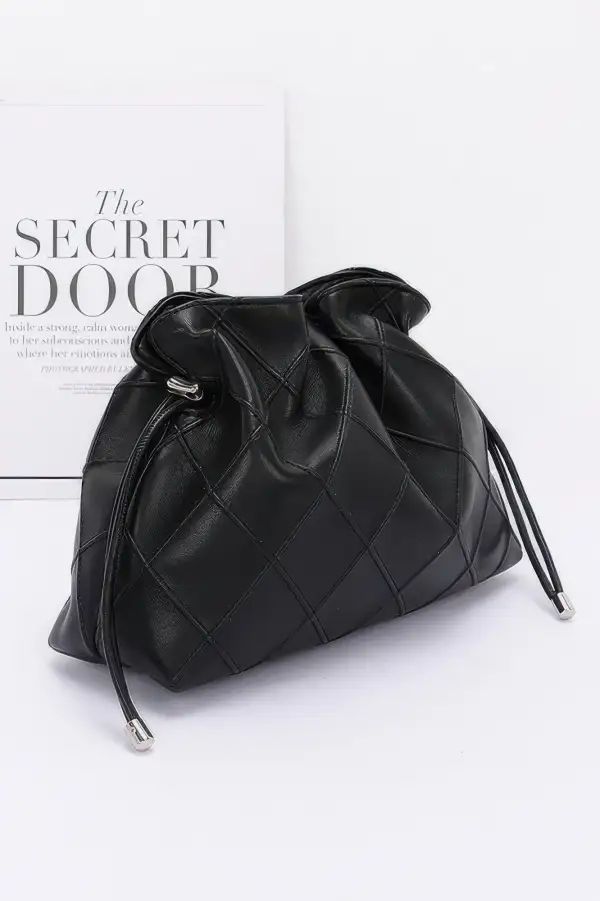 Quilted Faux Leather Bucket Crossbody Bag