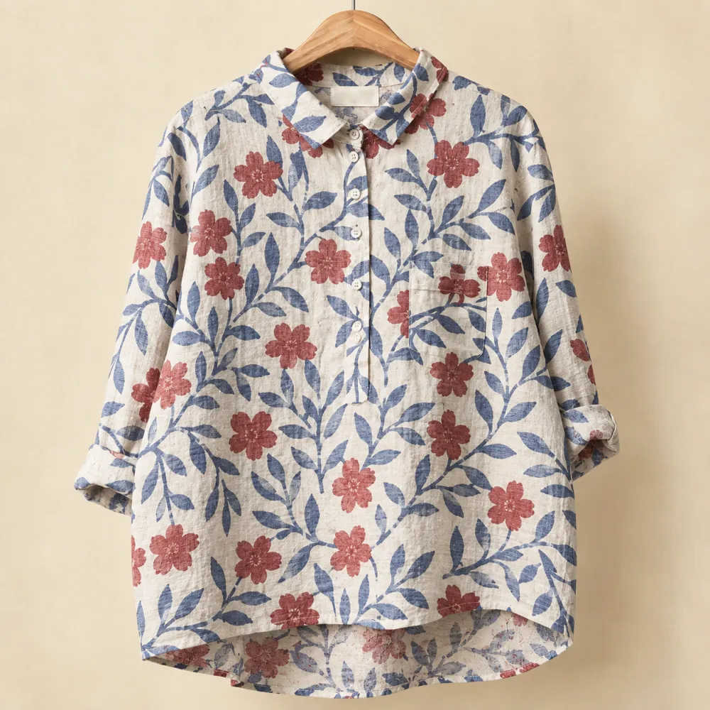 Relaxed Collared Floral Blouse