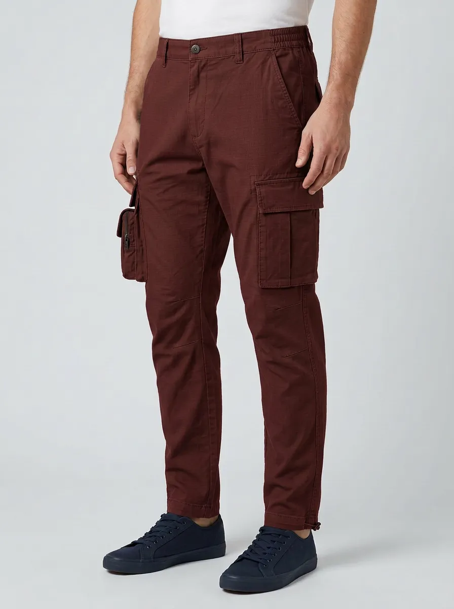 Men's Tactical Outdoor Olive Green Multi-Pocket Elasticized Waist Cargo Pants