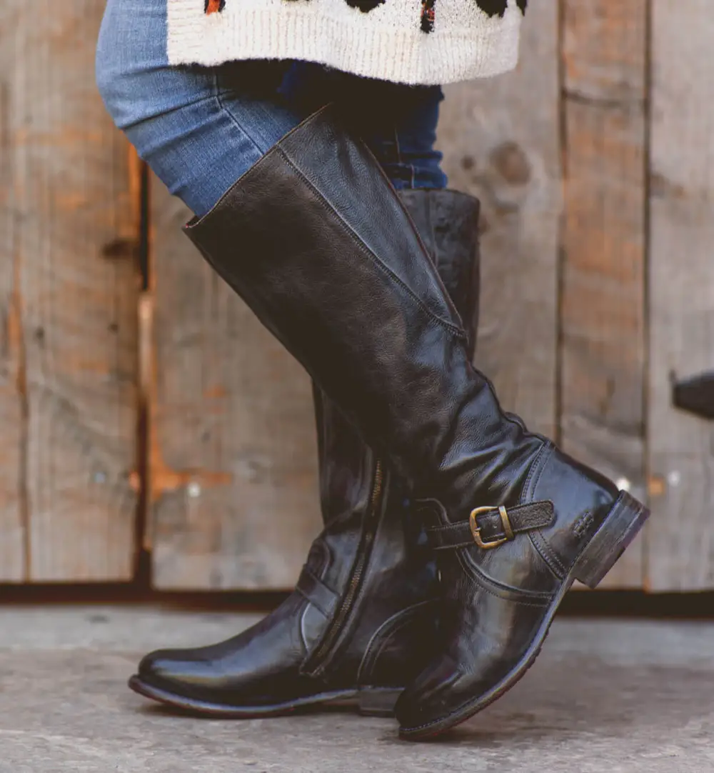 Buckled Layered Wide-Calf Tall Boots
