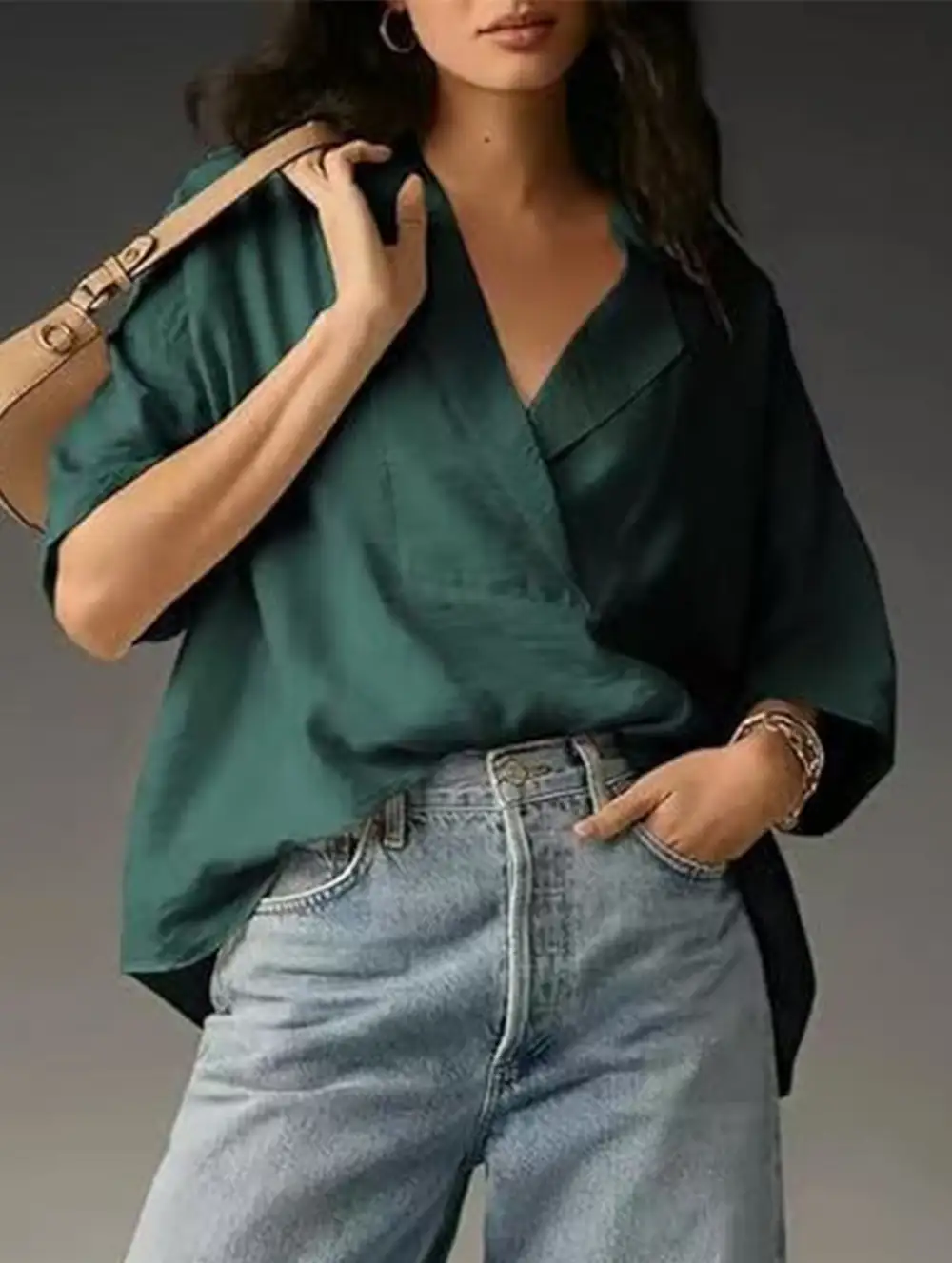 Textured Short Sleeve Lapel Shirt