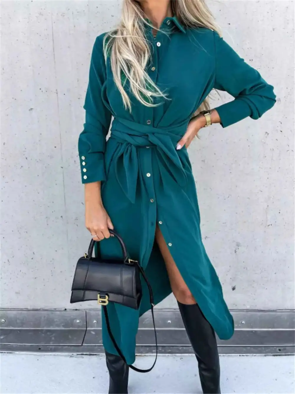 Plus Size Button Front Shirt Dress