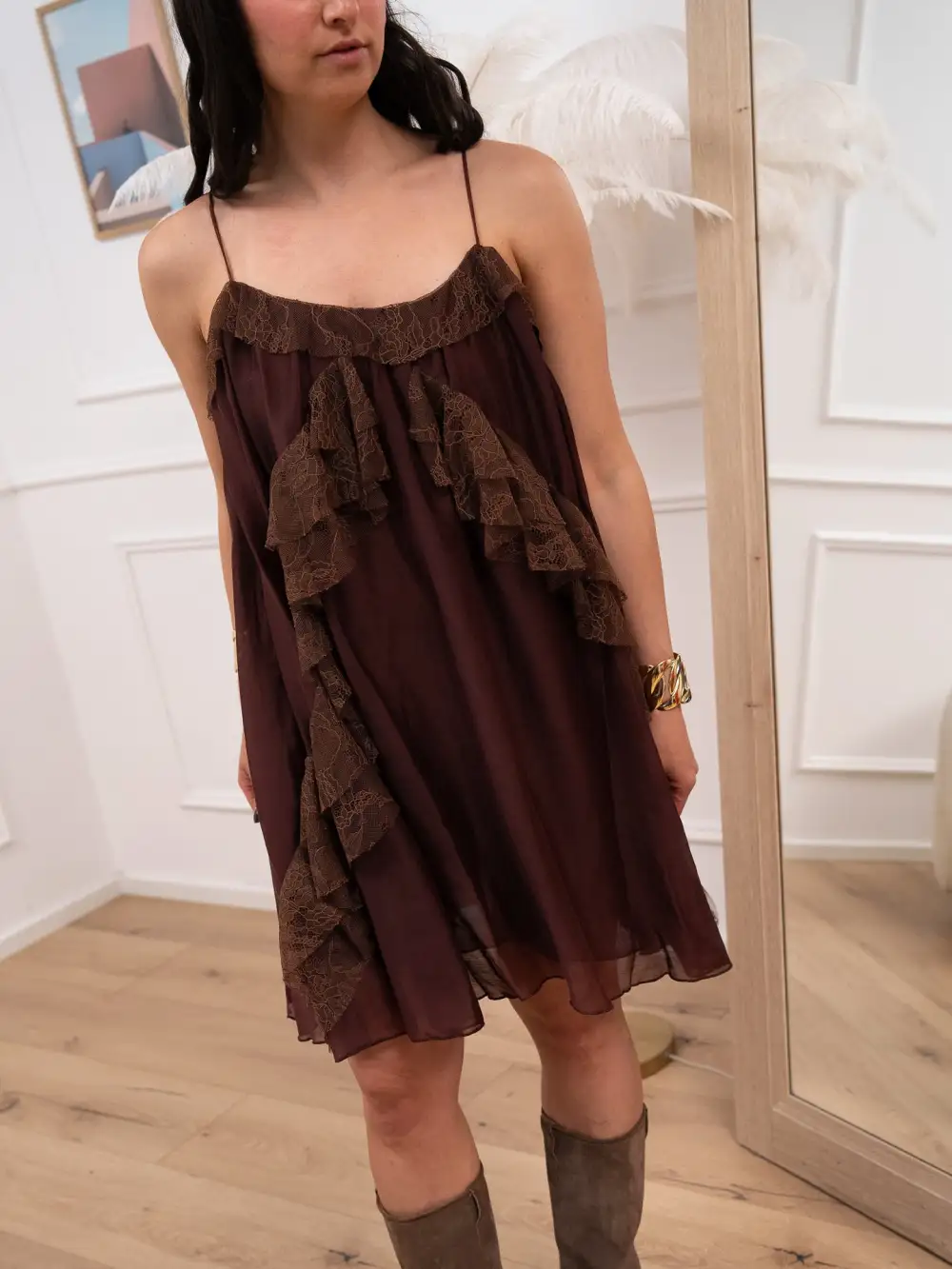 Lace Mini V Neck Dress