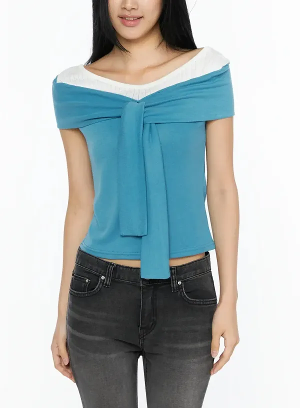 Off-Shoulder Tie Front Top