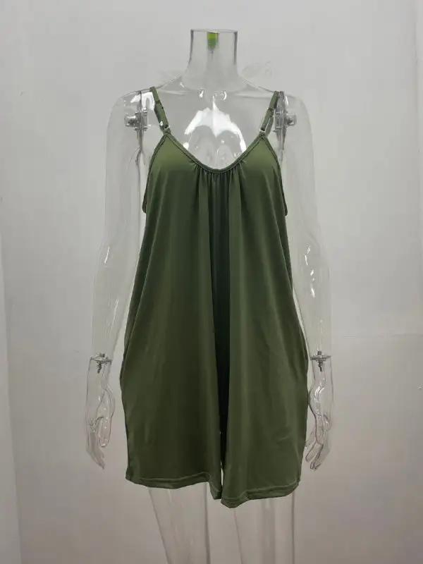 Spaghetti Strap Shorts Clean Round Neck Accessory