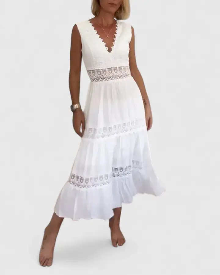  Sleeveless V Neck Dress