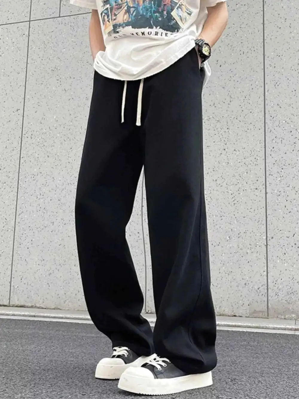 Modern Drawstring Wide Leg Pants