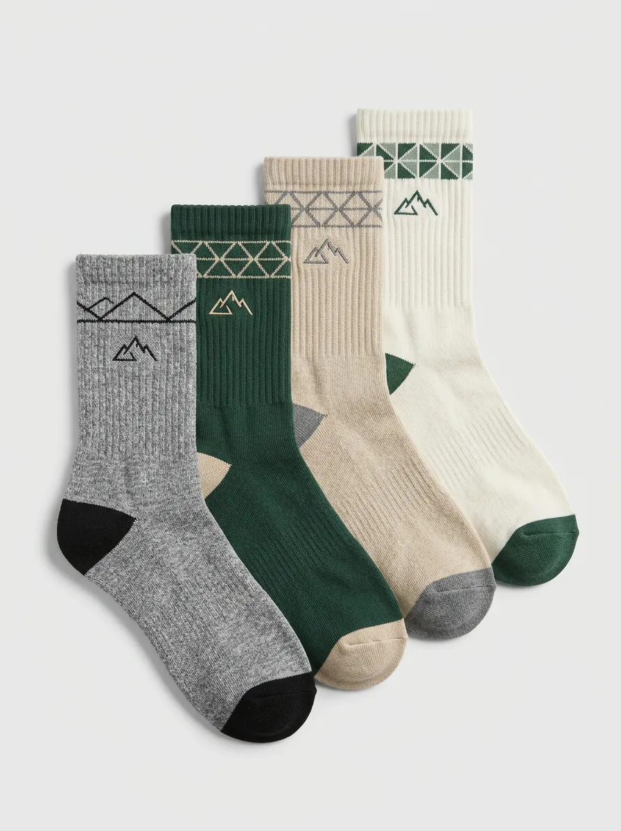 Unisex Retro-Print Four Pair Socks