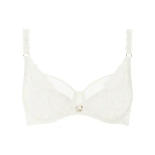 Women's Full Coverage Underwire Three-Part Cup Leotard Back Adjustable Straps Guipure Lace Floral Detail Fuller Bust Bra