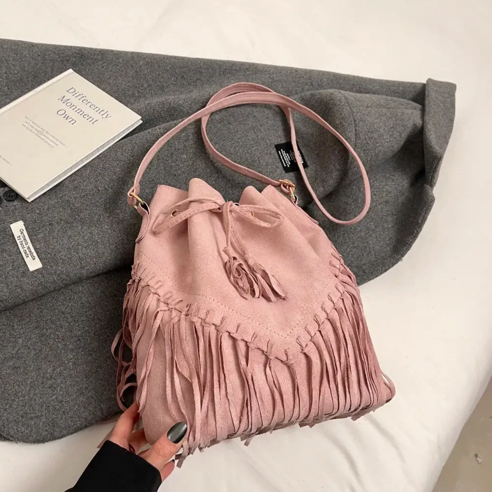 Bohemian Vintage: Soft Leather Tassel Detail Handbag