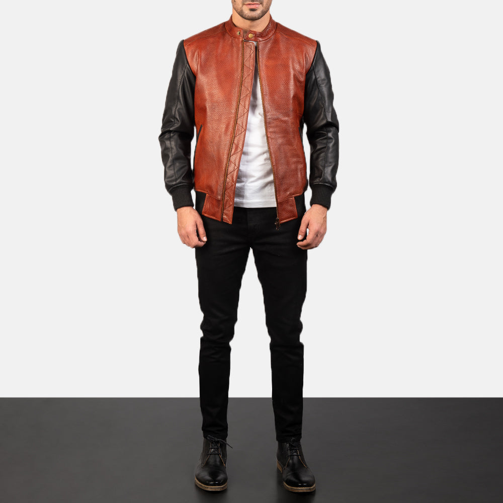 Men's Classic Structured Bomber Leather Jacket