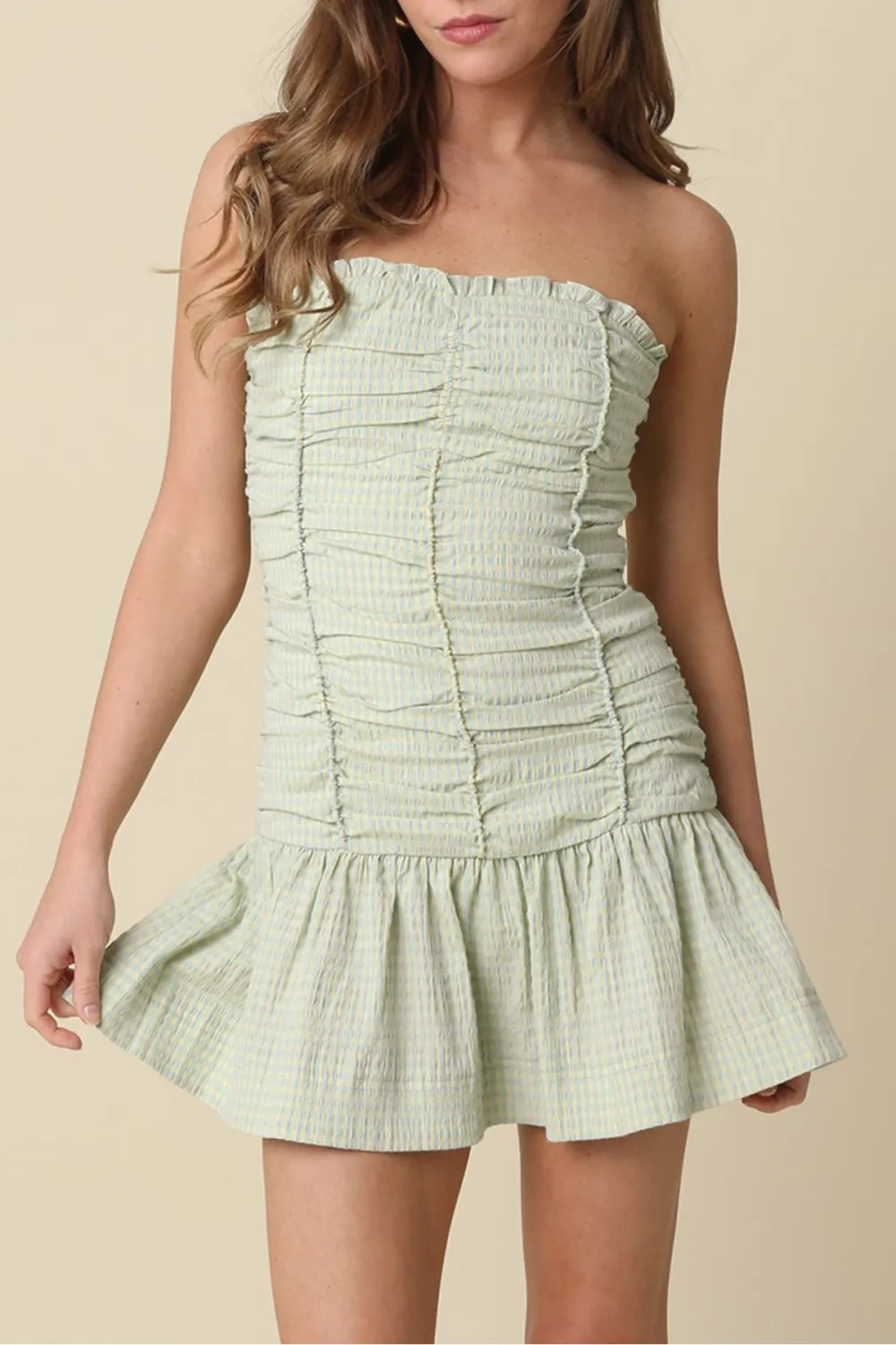 Strapless Ruched Mini Dress