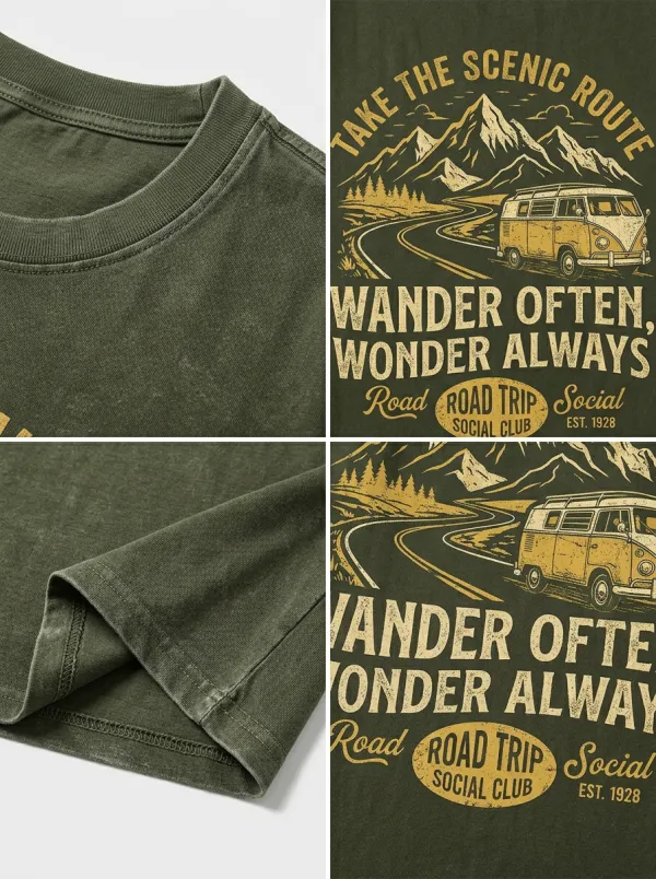 Unisex Road Trip Lover Mountain Van Printed T-shirt