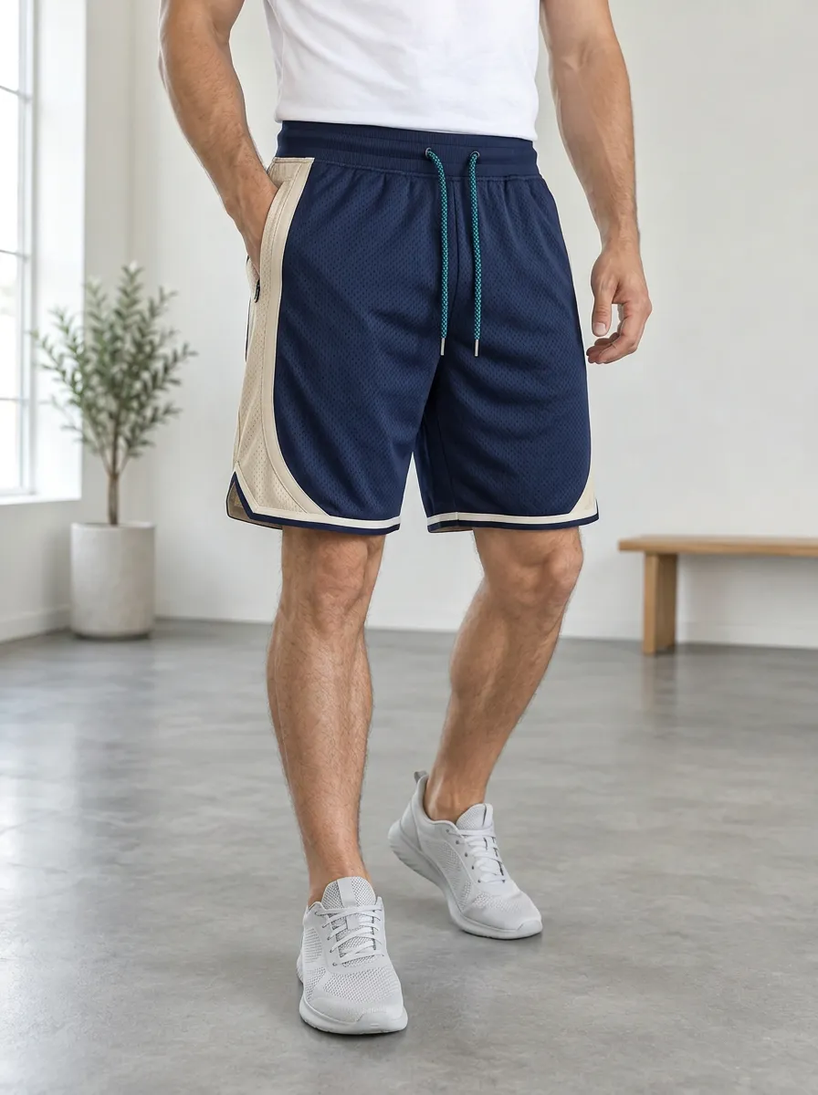 Men's and Color-Block Mesh Athletic Shorts