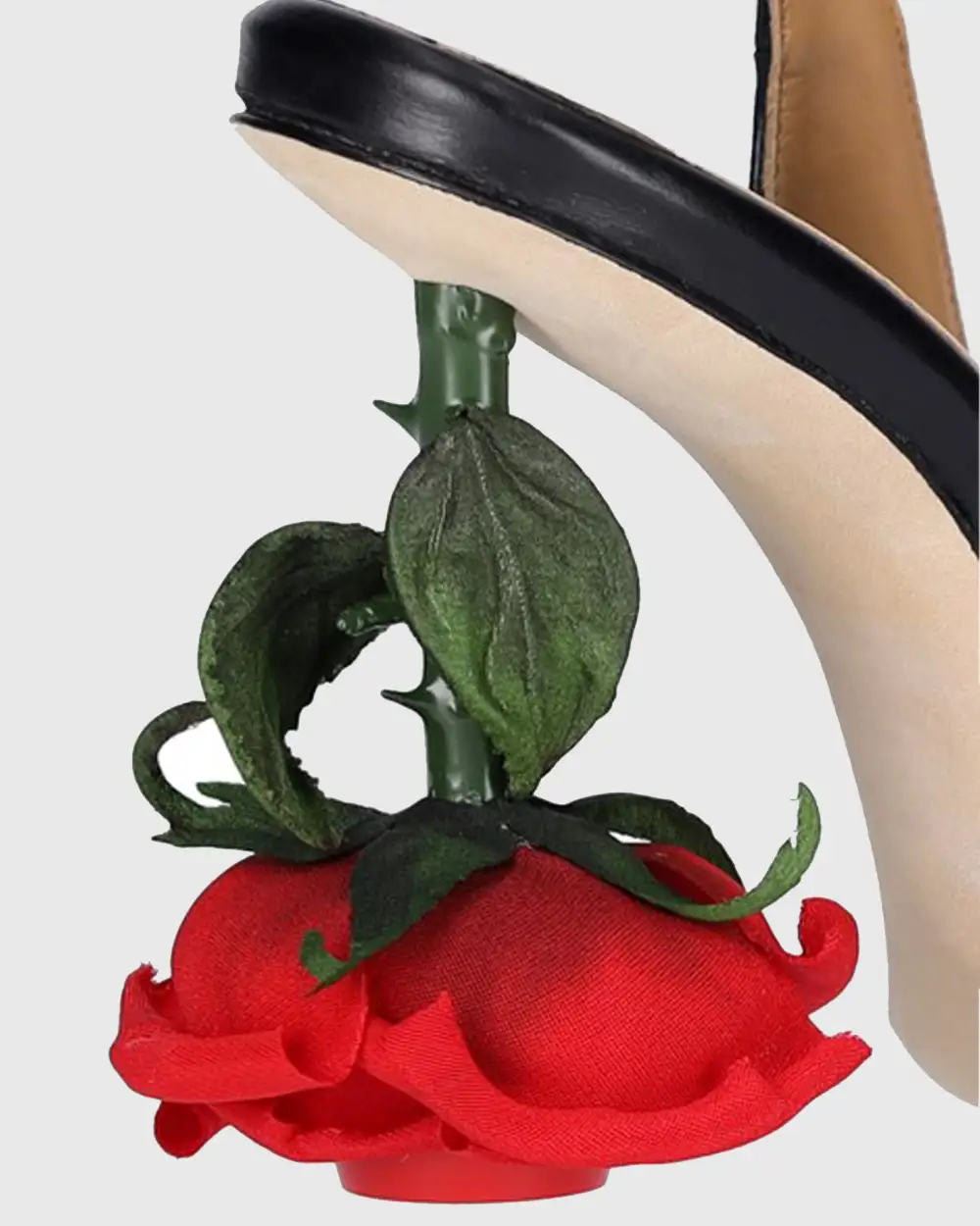 Flower Heel Leather Slingback Pumps