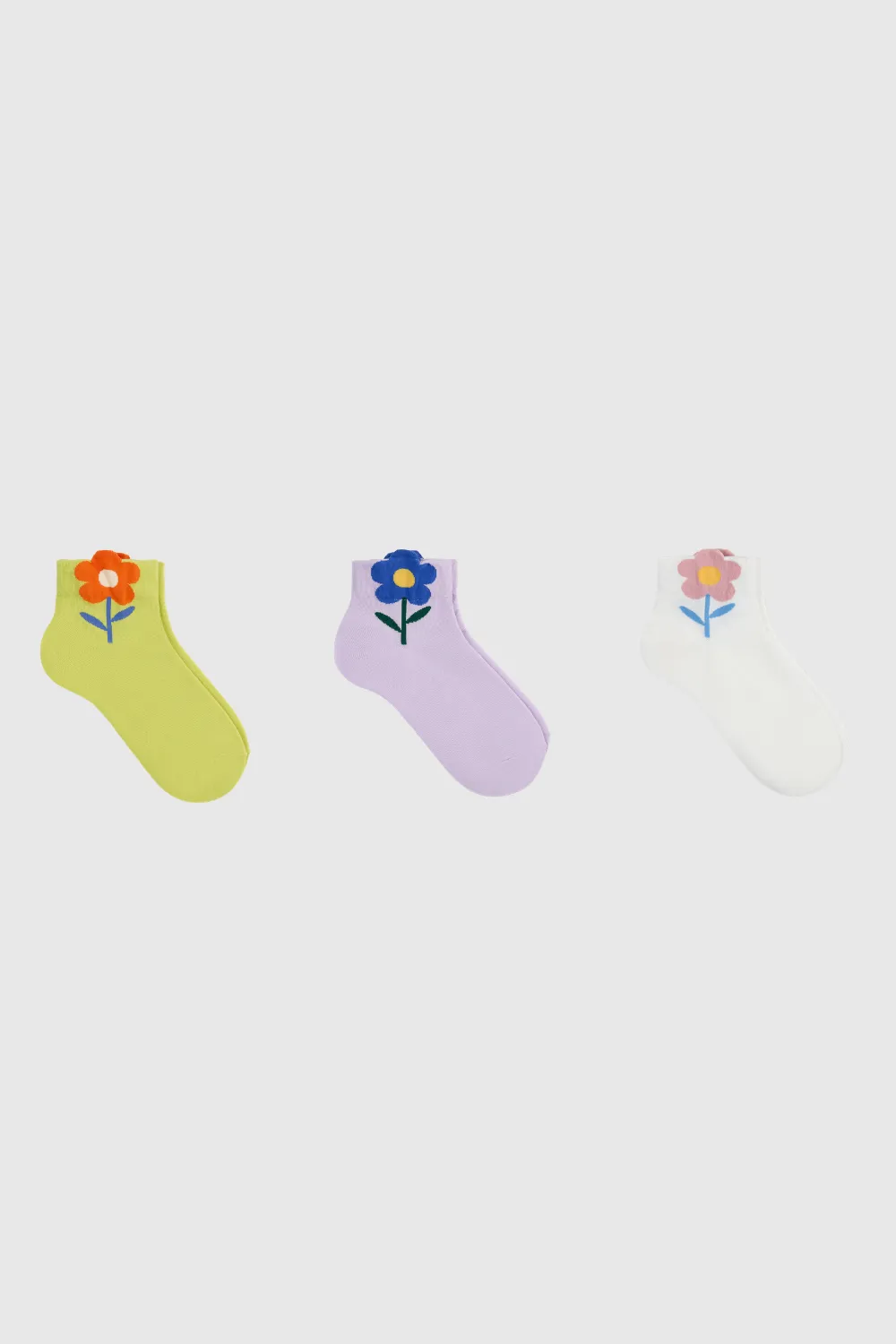 Giant Flower Ankle Socks - Three Pack
