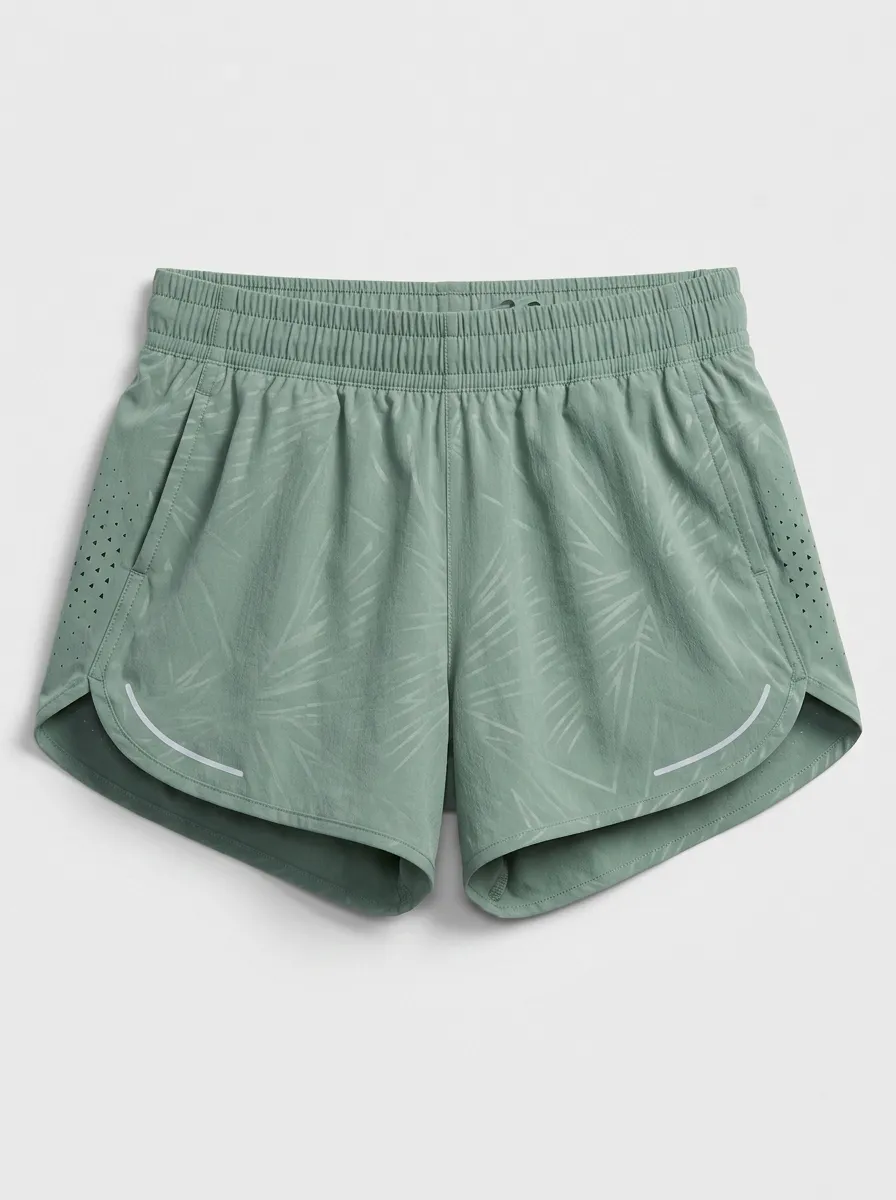 Women's Athletic Fitness Tropical Leaf Printed Running Shorts