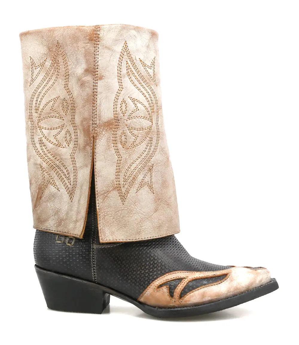 Side-Zip Perforated Western Boots