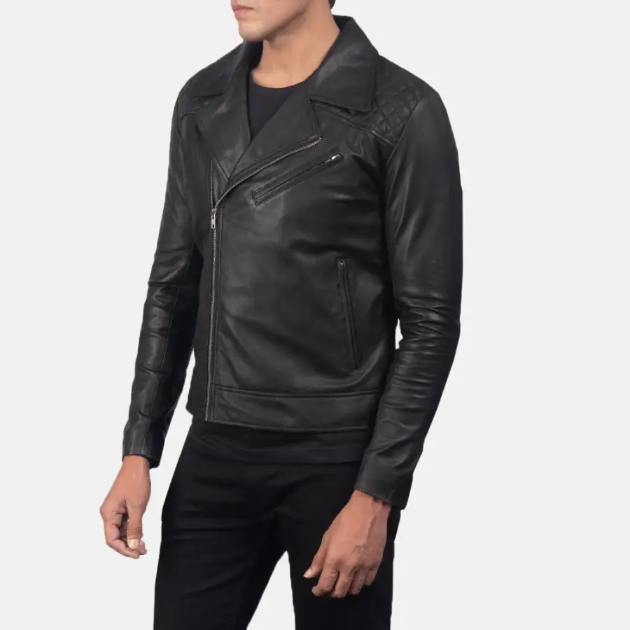 Men's Classic Biker Leather Quilted Jacket