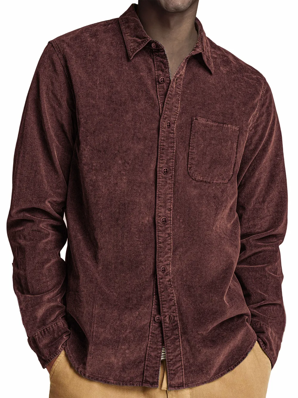 Corduroy Long Sleeve Pocket Shirt