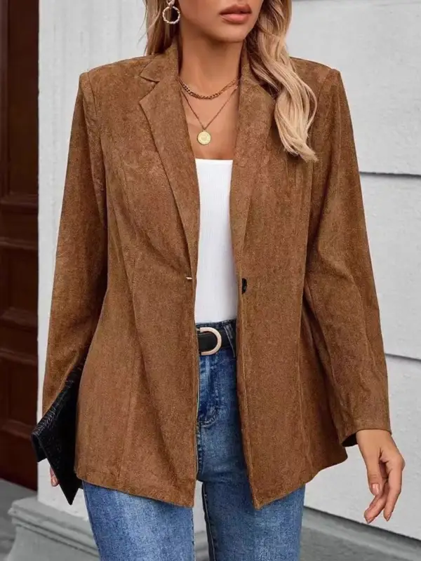 Structured Single-Button Lapel-Collar Blazer