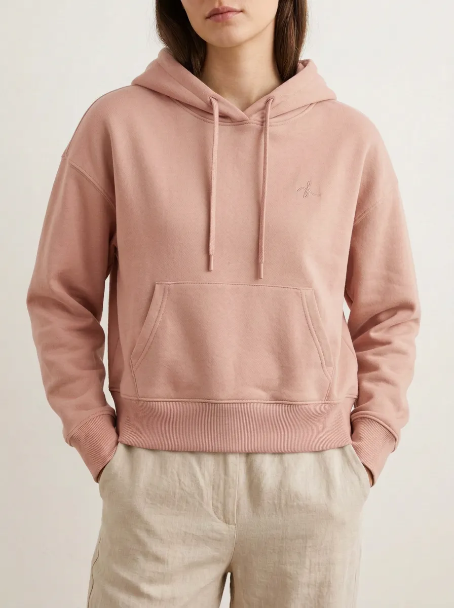 Women's Minimalist Sage Green Embroidered Logo Hoodie