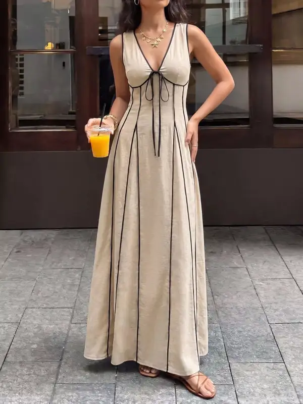 V Neck Sleeveless Maxi Dress