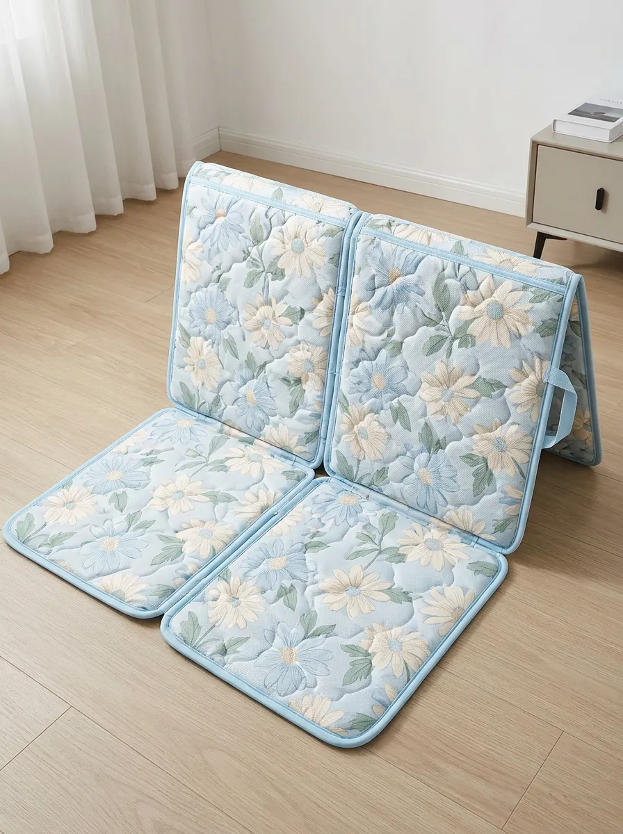 Floral Aesthetic Blue Daisy Pattern Cooling Mat