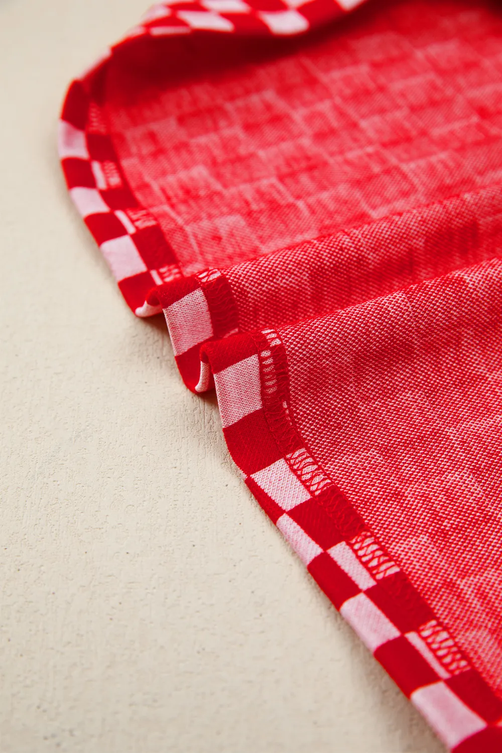 Red Checkered Print Ruffle Short Sleeve Top